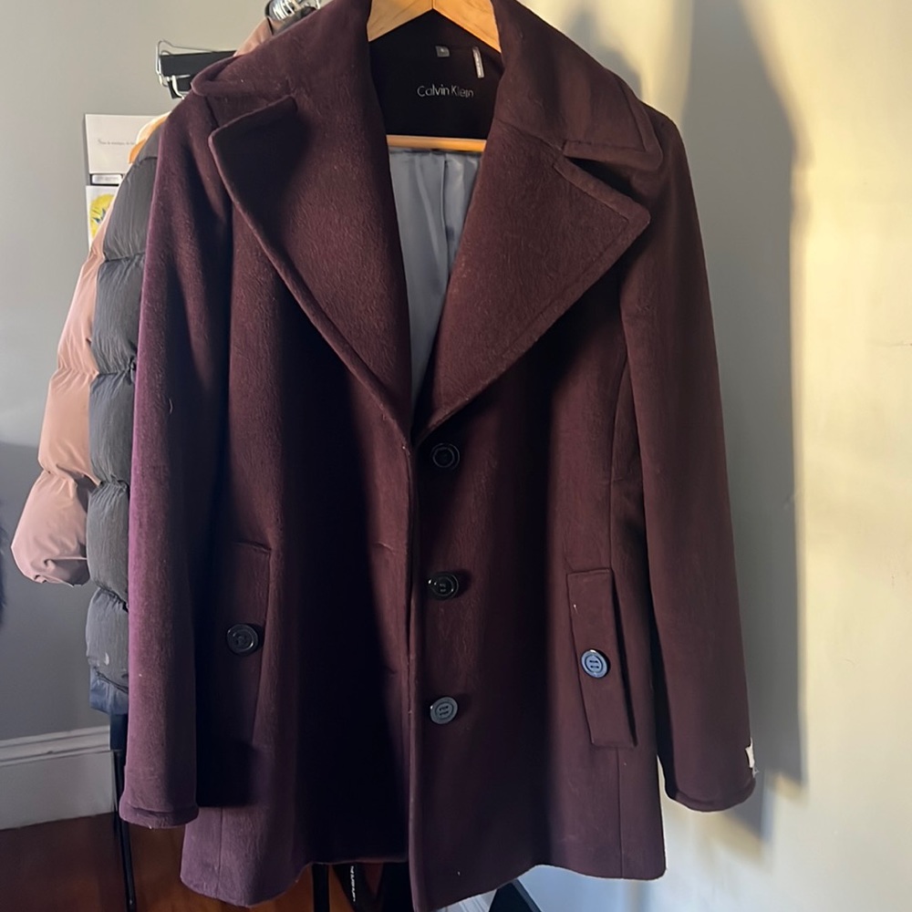 calvin klein wool cashmere blend peacoat